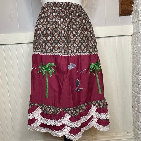Vintage Handmade Embroidered Palm Tree Skirt – XS/S - Picture 3 of 12